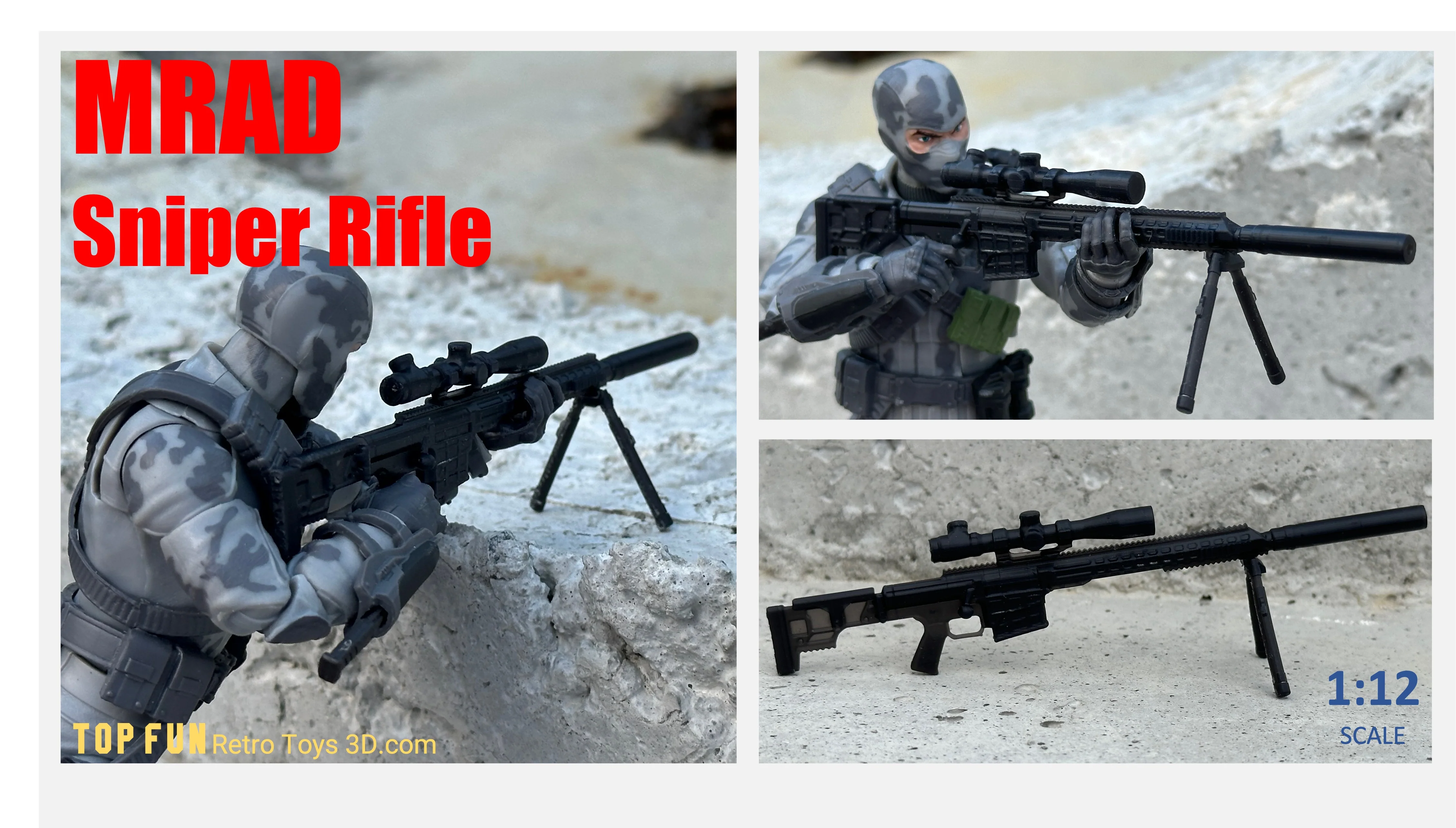 MRAD Sniper Rifle 1:12 Scale - tumbierware