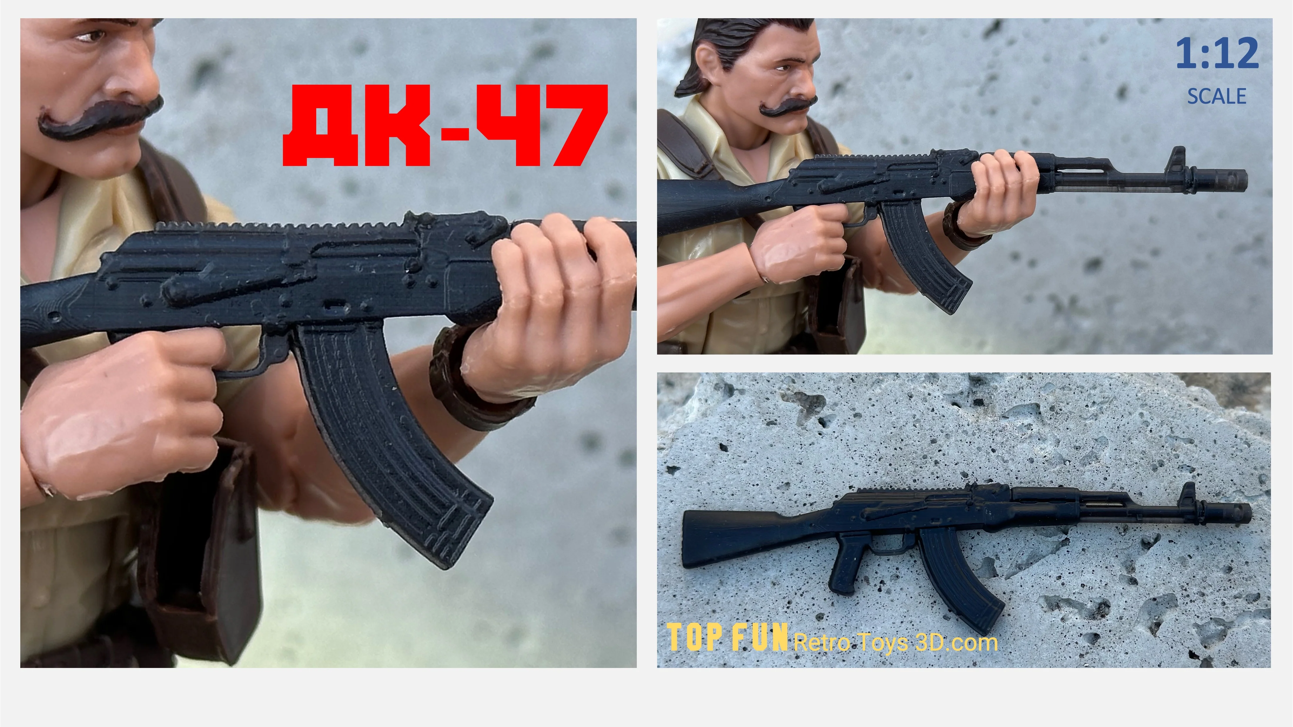 AK-47 Fixed Stock 1:12 Scale - tumbierware