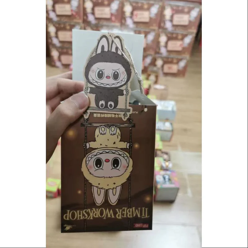 Labubu POP LAND TIMBER WORKSHOP PLAYING ON THE SWING PLUSH PENDANT Series SECRET Dark Brown - tumbierware