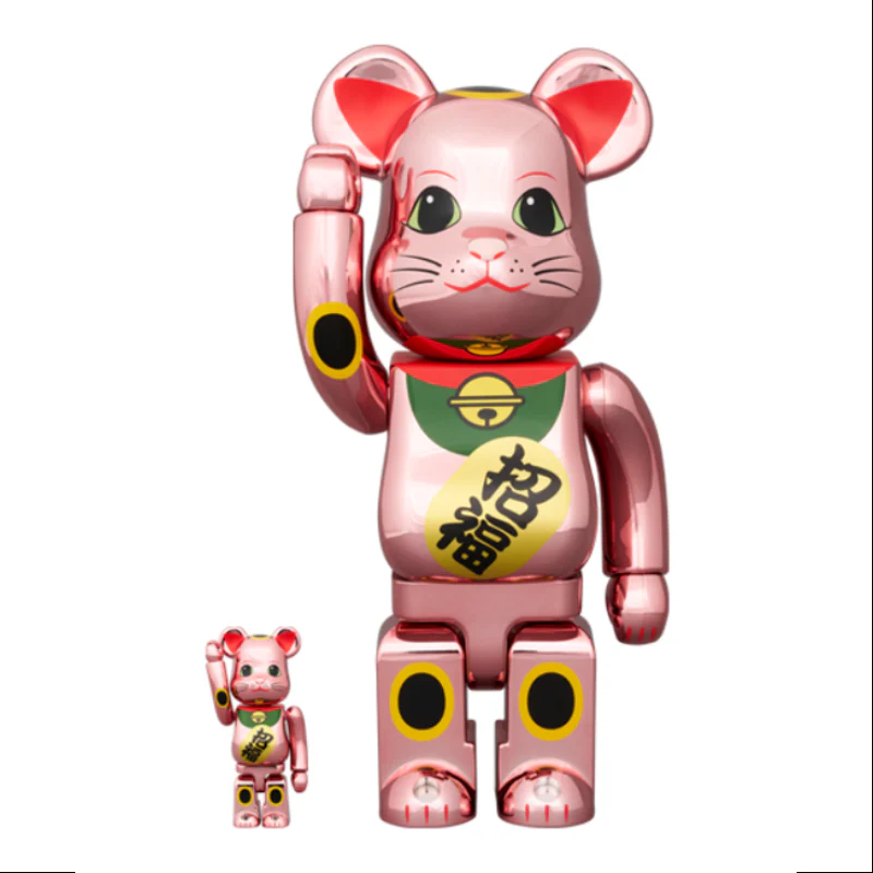 Bearbrick Lucky Cat Lucky Peach Gold Plated 400% & 100% Be@rbrick 2024 Limited - tumbierware