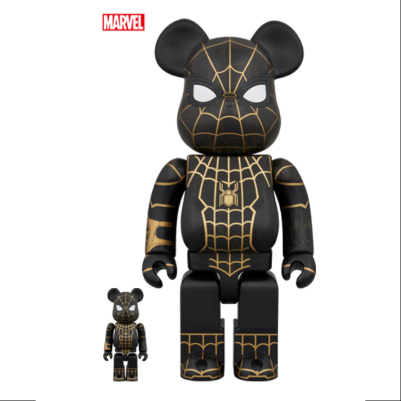 Bearbrick Spider Man Black & Gold Suit 400% & 100% Be@rbrick 2024 Limited - tumbierware