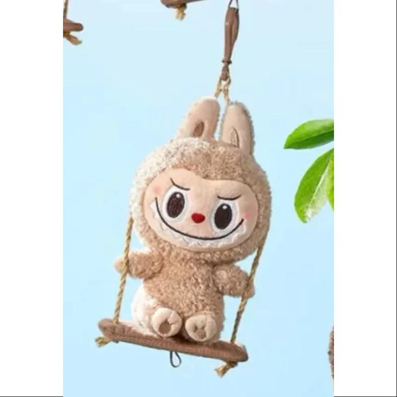 Labubu POP LAND TIMBER WORKSHOP PLAYING ON THE SWING PLUSH PENDANT Series Brown - tumbierware