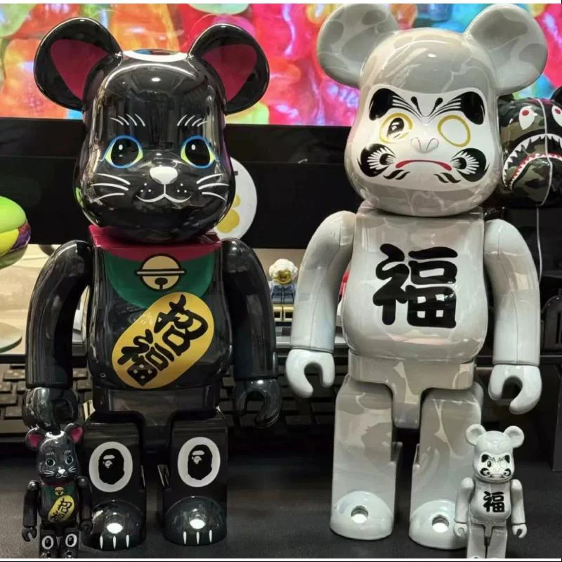 Bearbrick Bape Lucky Cat Daruma White & Black 400% & 100% 4PCS Be@rbrick 2024 Limited - tumbierware