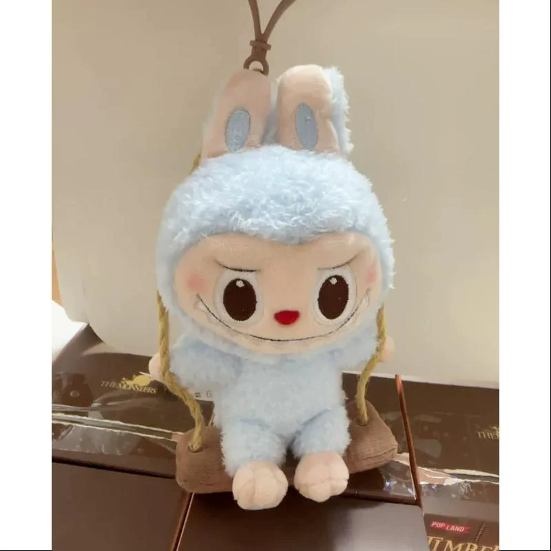Labubu POP LAND TIMBER WORKSHOP PLAYING ON THE SWING PLUSH PENDANT Series Blue - tumbierware