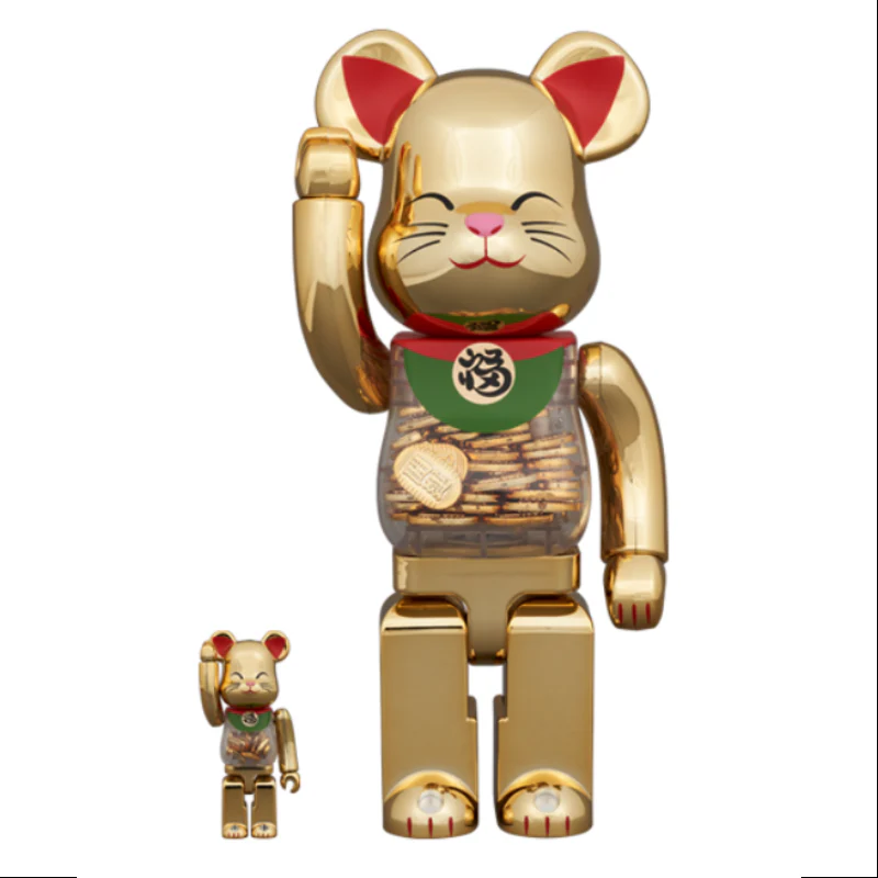 Bearbrick Lucky Cat Golden Ver. 400% & 100% Be@rbrick 2024 Limited - tumbierware