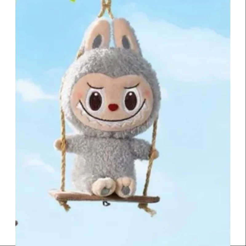 Labubu POP LAND TIMBER WORKSHOP PLAYING ON THE SWING PLUSH PENDANT Series Grey - tumbierware