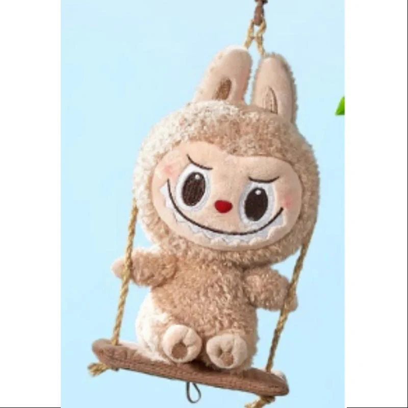 Labubu POP LAND TIMBER WORKSHOP PLAYING ON THE SWING PLUSH PENDANT Series Brown - tumbierware