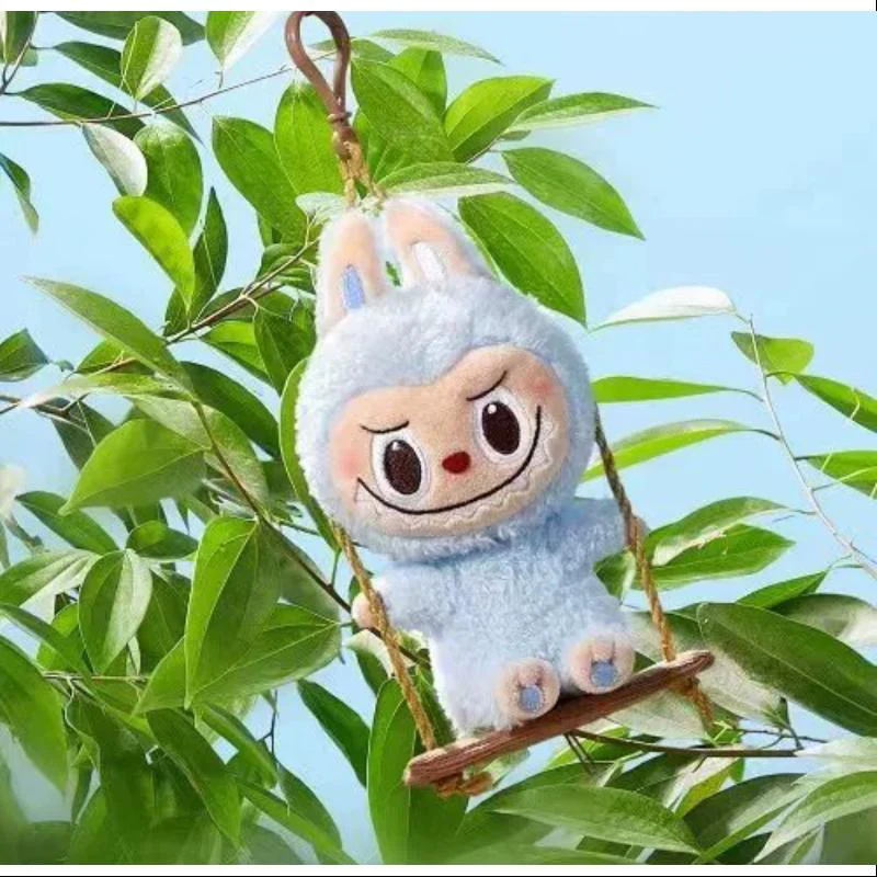 Labubu POP LAND TIMBER WORKSHOP PLAYING ON THE SWING PLUSH PENDANT Series Blue - tumbierware