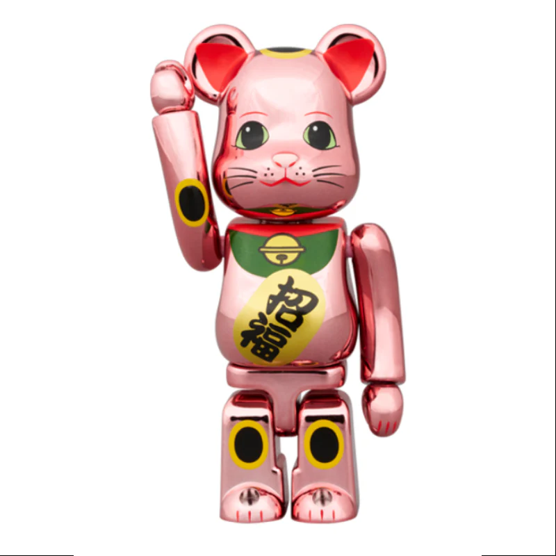 Bearbrick Lucky Cat Lucky Peach Gold Plated 400% & 100% Be@rbrick 2024 Limited - tumbierware