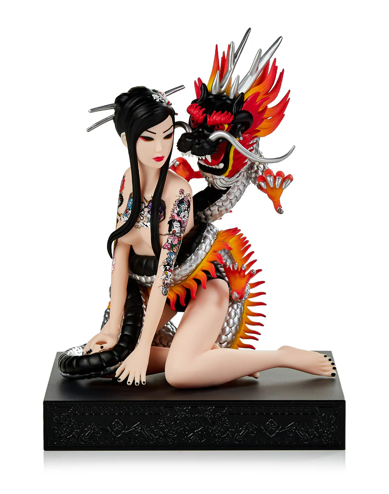 Dragon Girl Statue (Silver/Black) - tumbierware