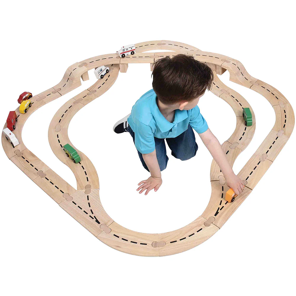 Unit Block Roadway Car Track Set - tumbierware