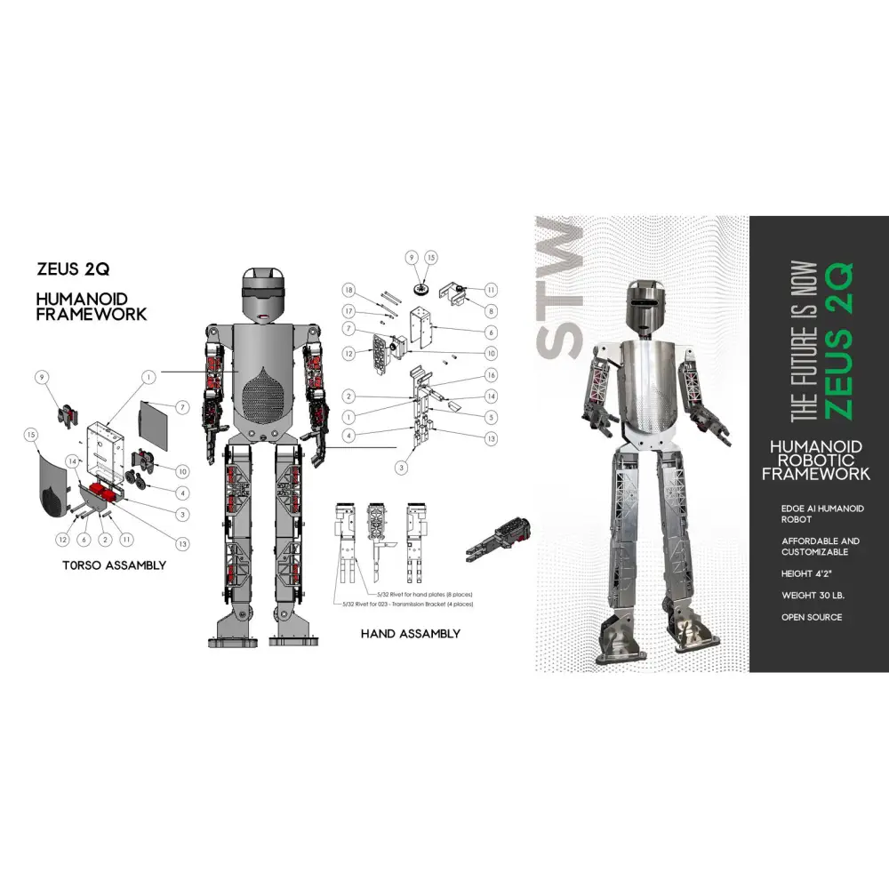 Zeus2Q Humanoid Robotic Kit -Win OS - tumbierware