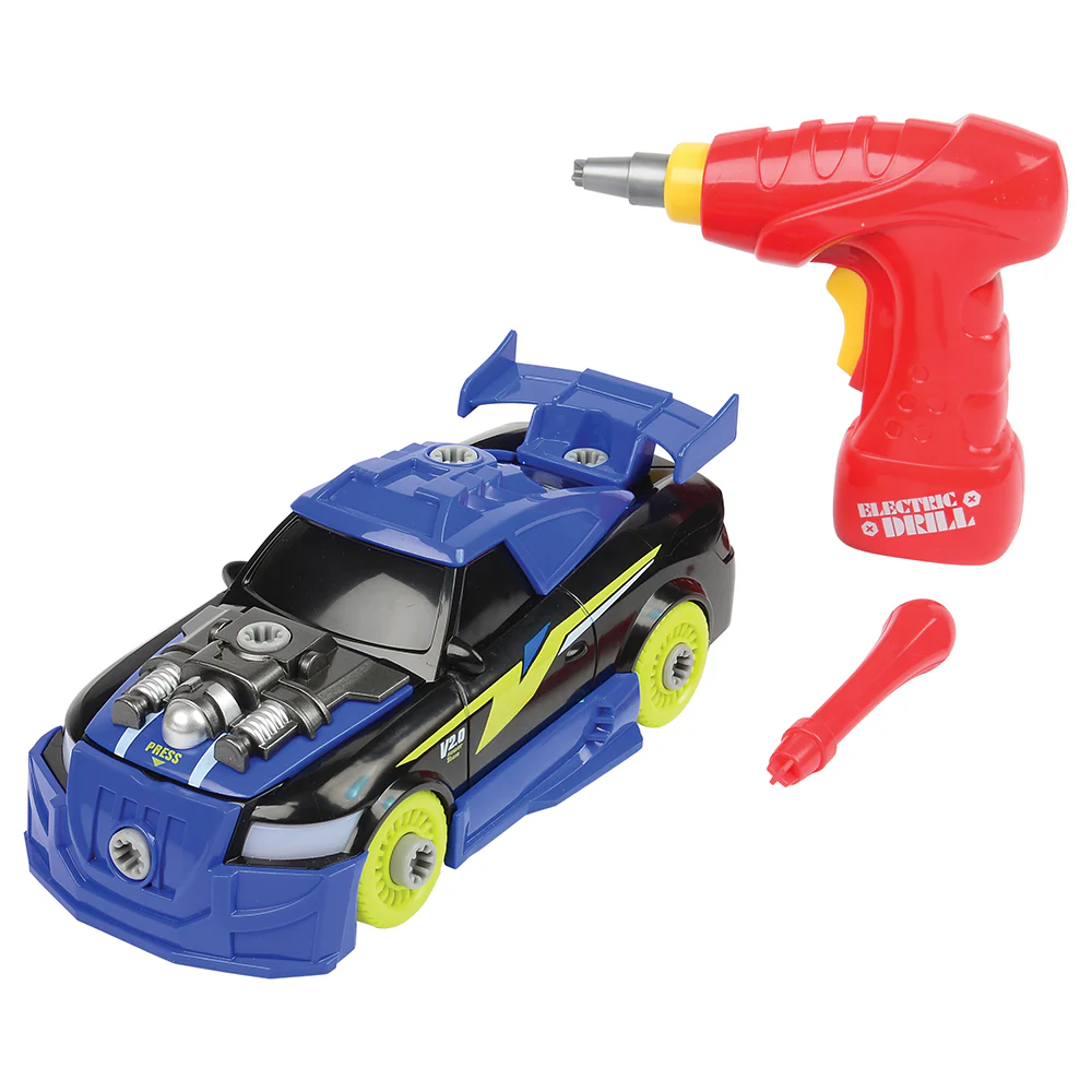 Build and Play Race Car Set with Lights. Sounds. and Power Screwdriver | 26-Piece Toy - tumbierware