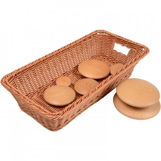 Natural Wooden Buttons w/Basket - tumbierware