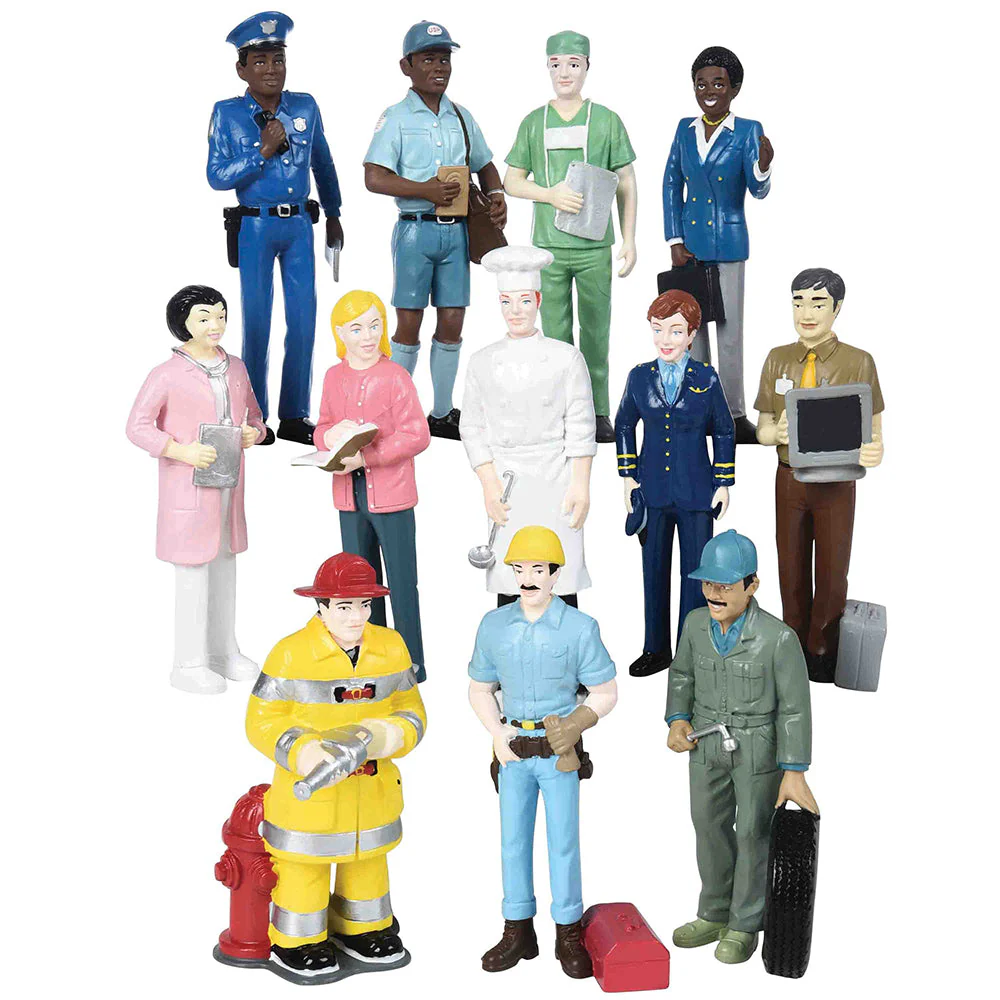 Pretend Professionals Career Figurine Set | 12 Realistic Vinyl Occupation Toys - tumbierware