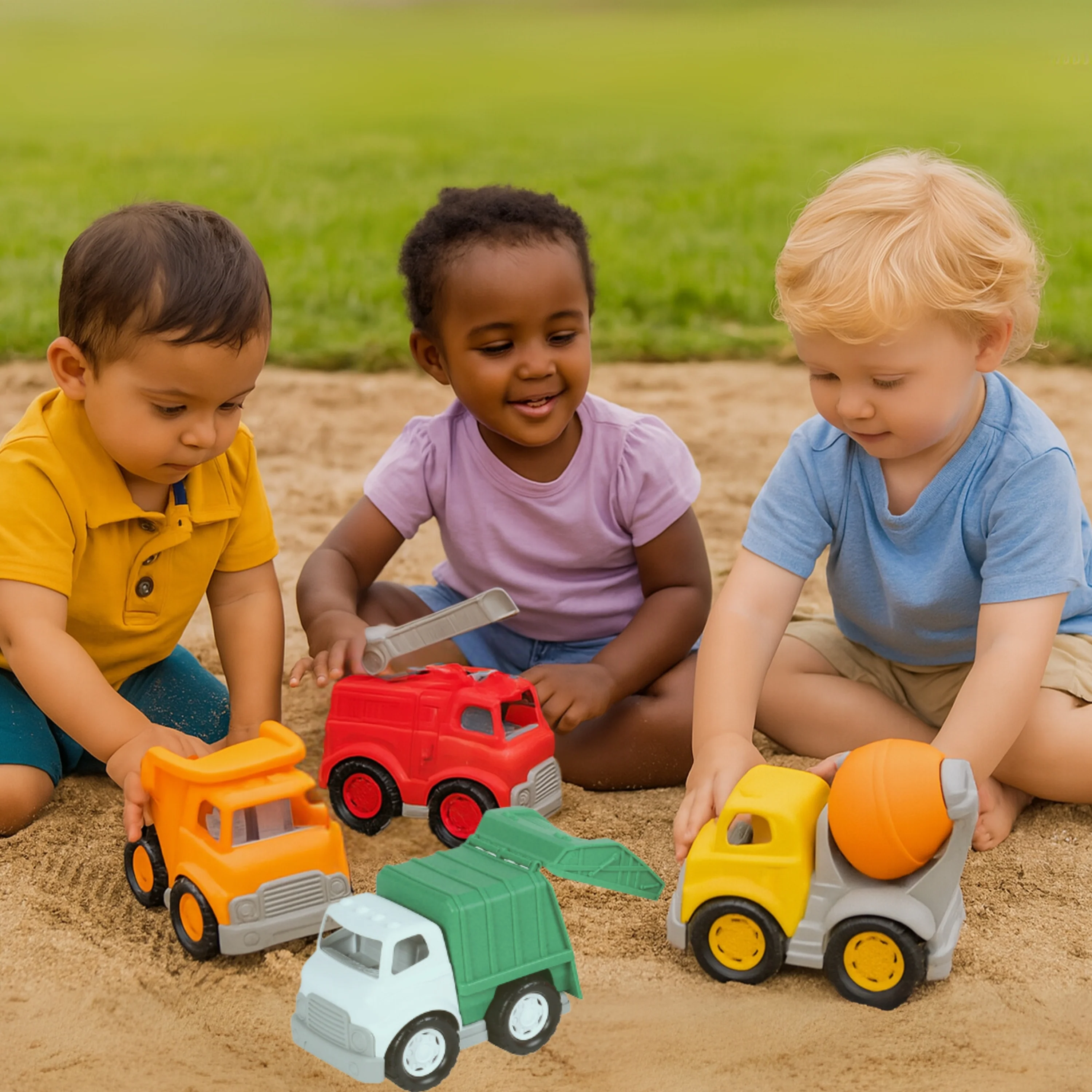 Chunky Community Helpers Vehicle Set | 4-Piece Push & Roll Trucks | Indoor/Outdoor - tumbierware