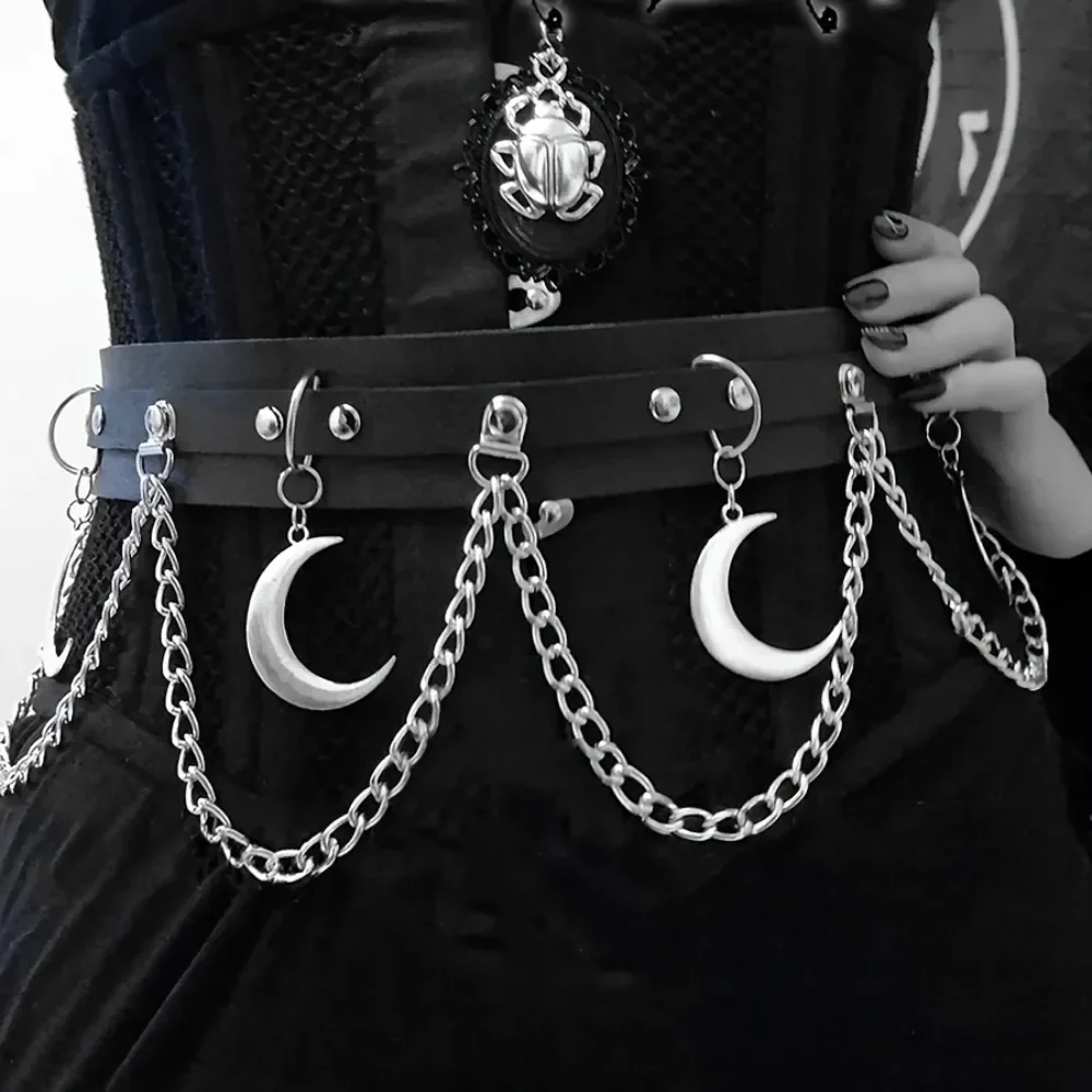 Crescent Moon Leather Belt - tumbierware