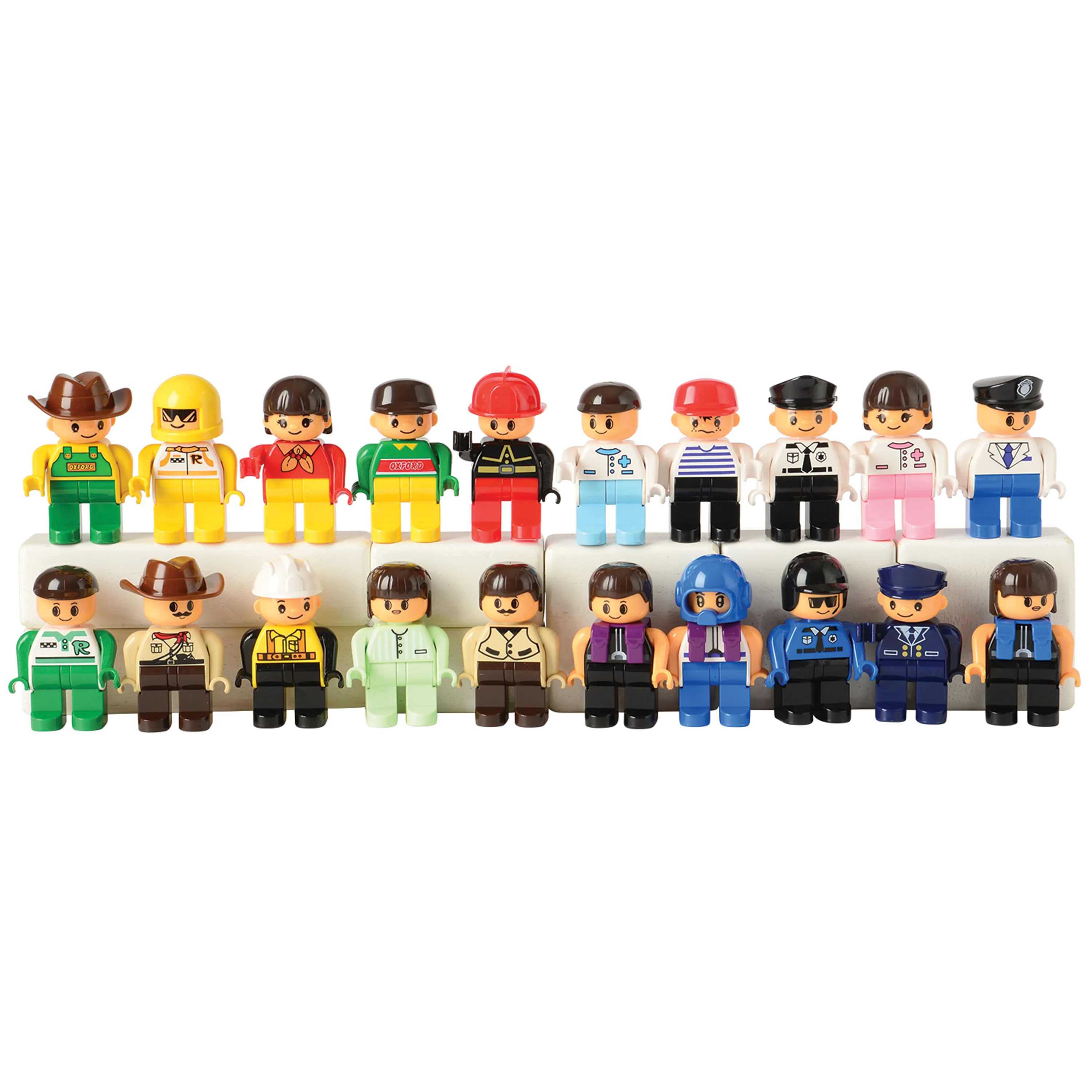 People Figurines for Preschool Building Bricks | 20-Piece Posable Community Helper Set - tumbierware