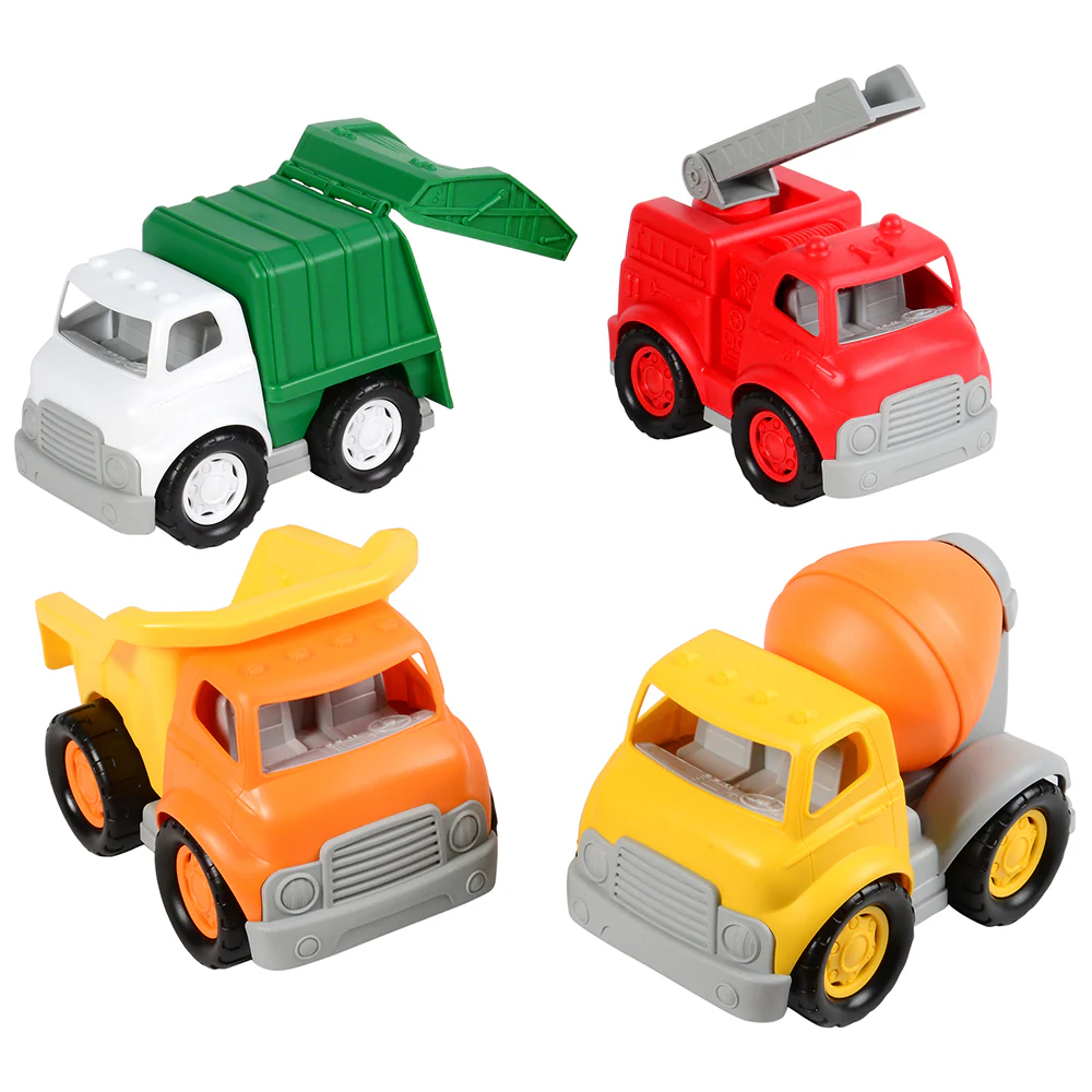 Chunky Community Helpers Vehicle Set | 4-Piece Push & Roll Trucks | Indoor/Outdoor - tumbierware
