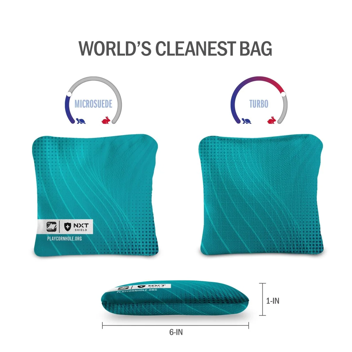 Teal NXT Shield Cornhole Bags - tumbierware