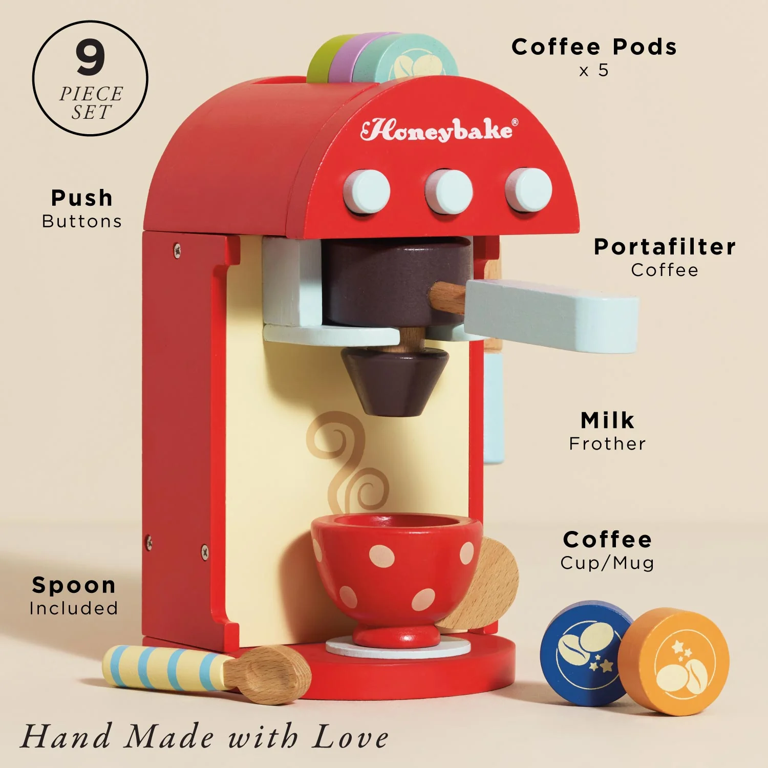 Wooden Toy Coffee Machine & Cup - tumbierware