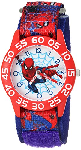 MARVEL Spider-Man Kids' Plastic Time Teacher Analog Quartz Nylon Strap Watch - necksoother