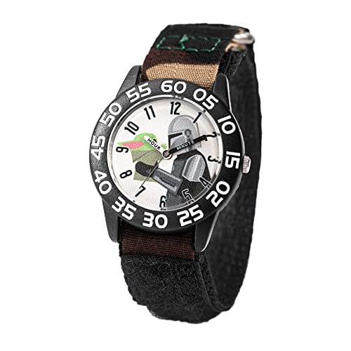 Star Wars The Manalorian Kids Plastic Time Teacher Analog Quartz Nylon Strap Watch. Black/Black - necksoother