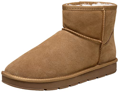 Jousen Men's Winter Boots Suede Snow Boot Leather Mid-calf Shoes Fur Lining - necksoother