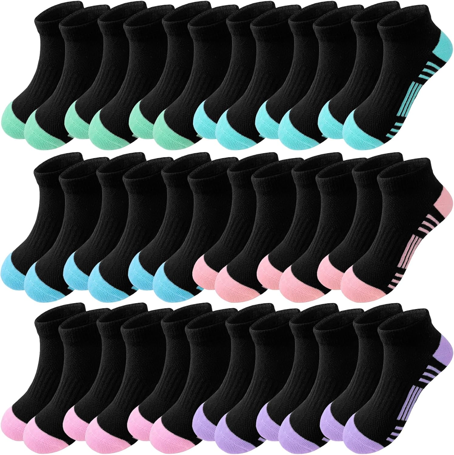 Bemeol Girls Socks 18 Pairs Ankle Socks Girls Running Athletic Low Cut Socks for Little Big Kids - necksoother
