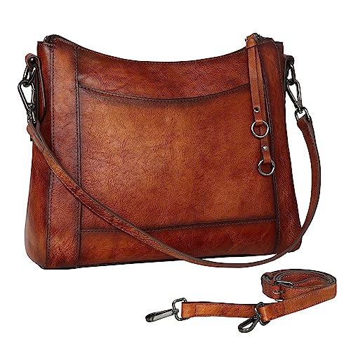 Iswee Genuine Leather Crossbody Bags for Women Satchel Purse Hobo Handbag Ladies Vintage Shoulder Bag Work - necksoother