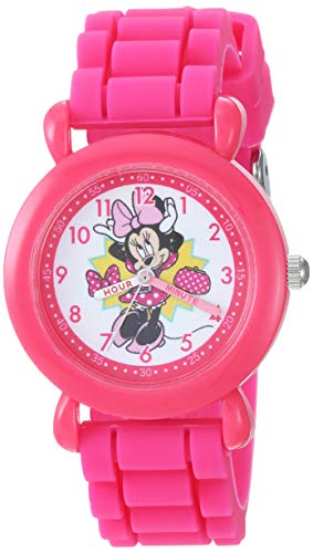 Disney Minnie Mouse Kids' Plastic Time Teacher Analog Quartz Silicone Strap Watch - necksoother