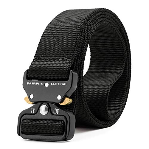 FAIRWIN Tactical Belt. Work Belts for Men Military Webbing Riggers Web Belt Heavy-Duty Quick-Release Buckle - necksoother