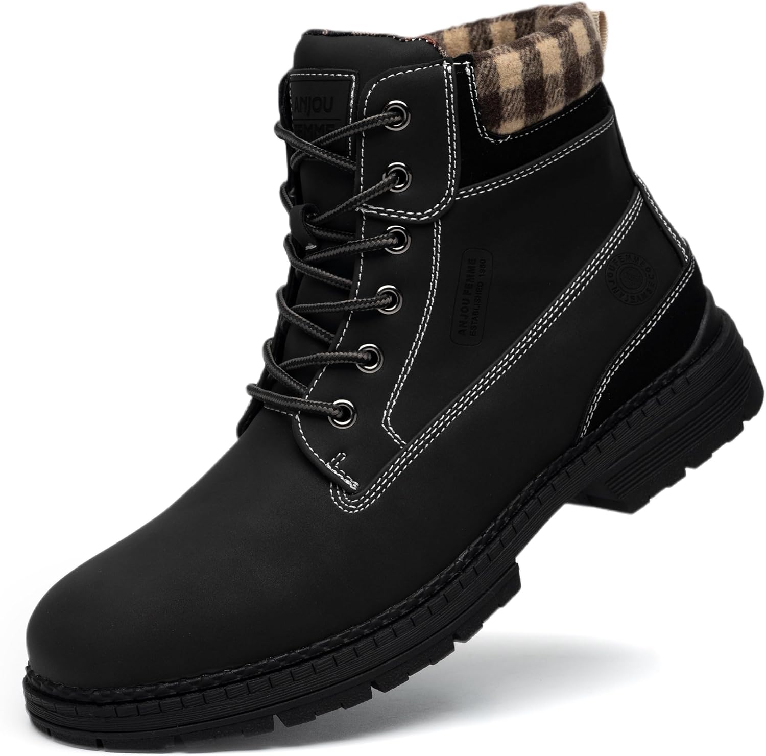 ANJOUFEMME Winter Hiking Boots Men Waterproof. Warm Work Trekking Boots for Men - necksoother