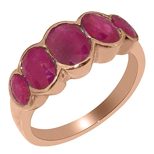 Solid 9k Rose Gold Natural Ruby Womens Band Ring - Sizes 4 to 12 Available - necksoother