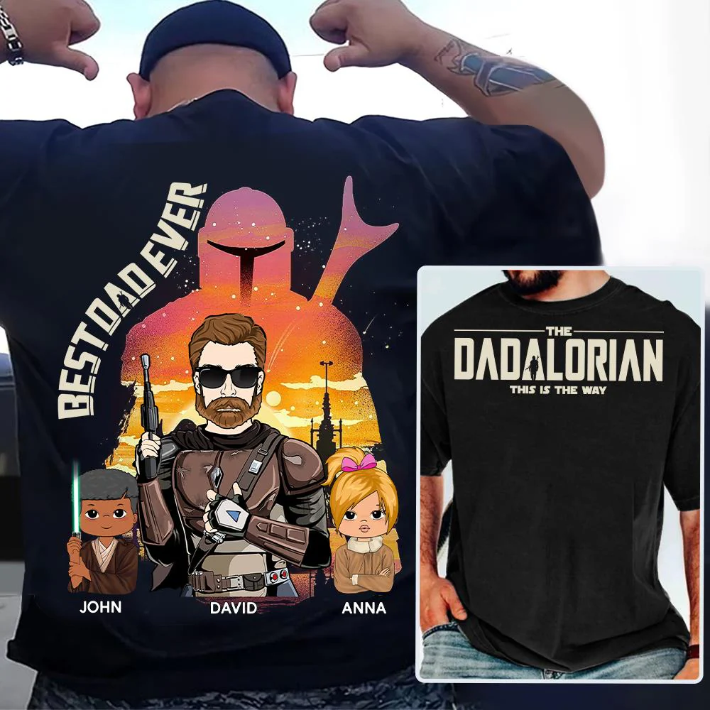 Best Dad Ever - The Dadalorian Personalized Shirt Gift For Dad - Custom Father's Day Gift Ver 2 - necksoother