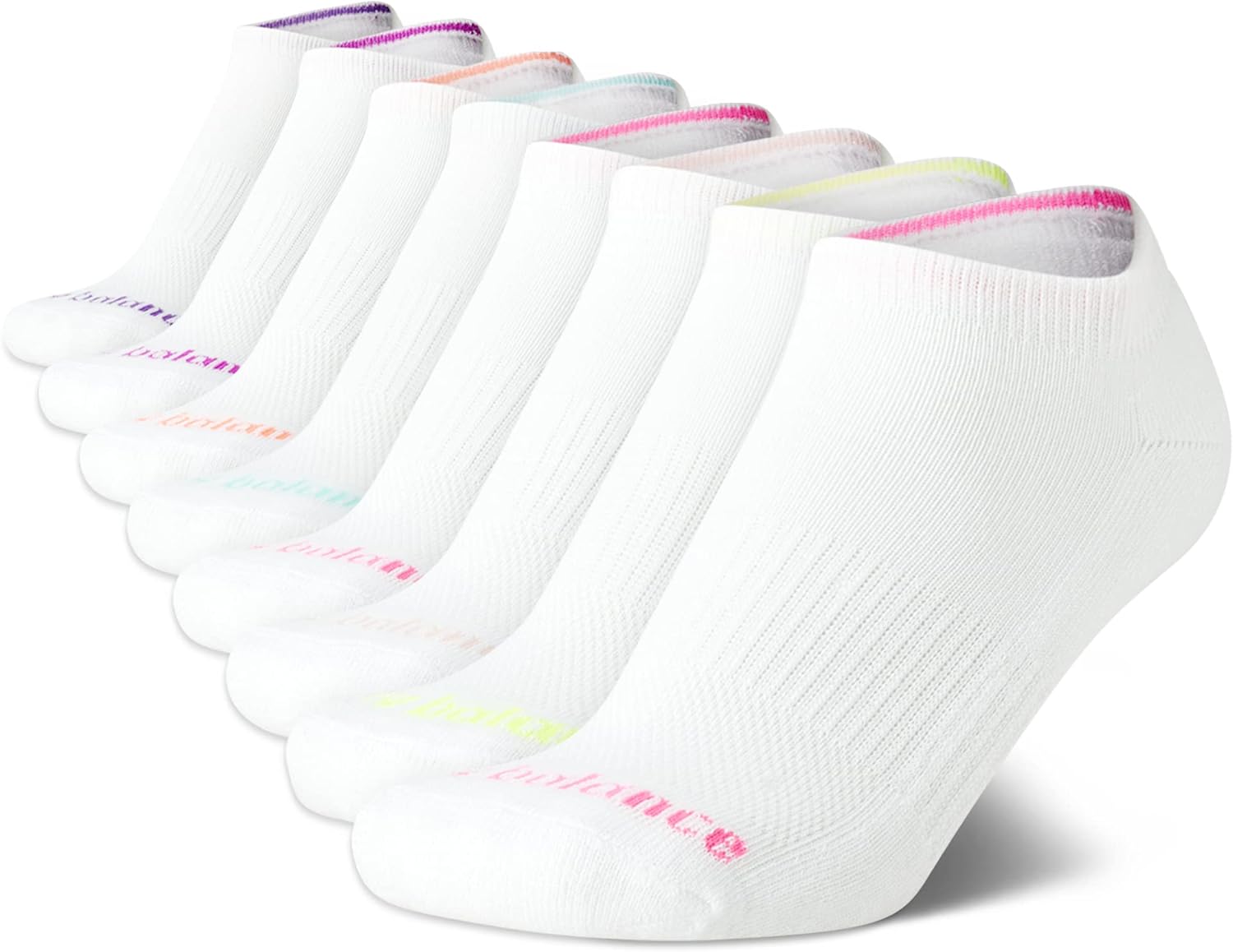 New Balance Girls' Low Cut Socks - 8 Pack Performance Cushion Comfort No Show Socks - Athletic Socks for Girls (4-10) - necksoother