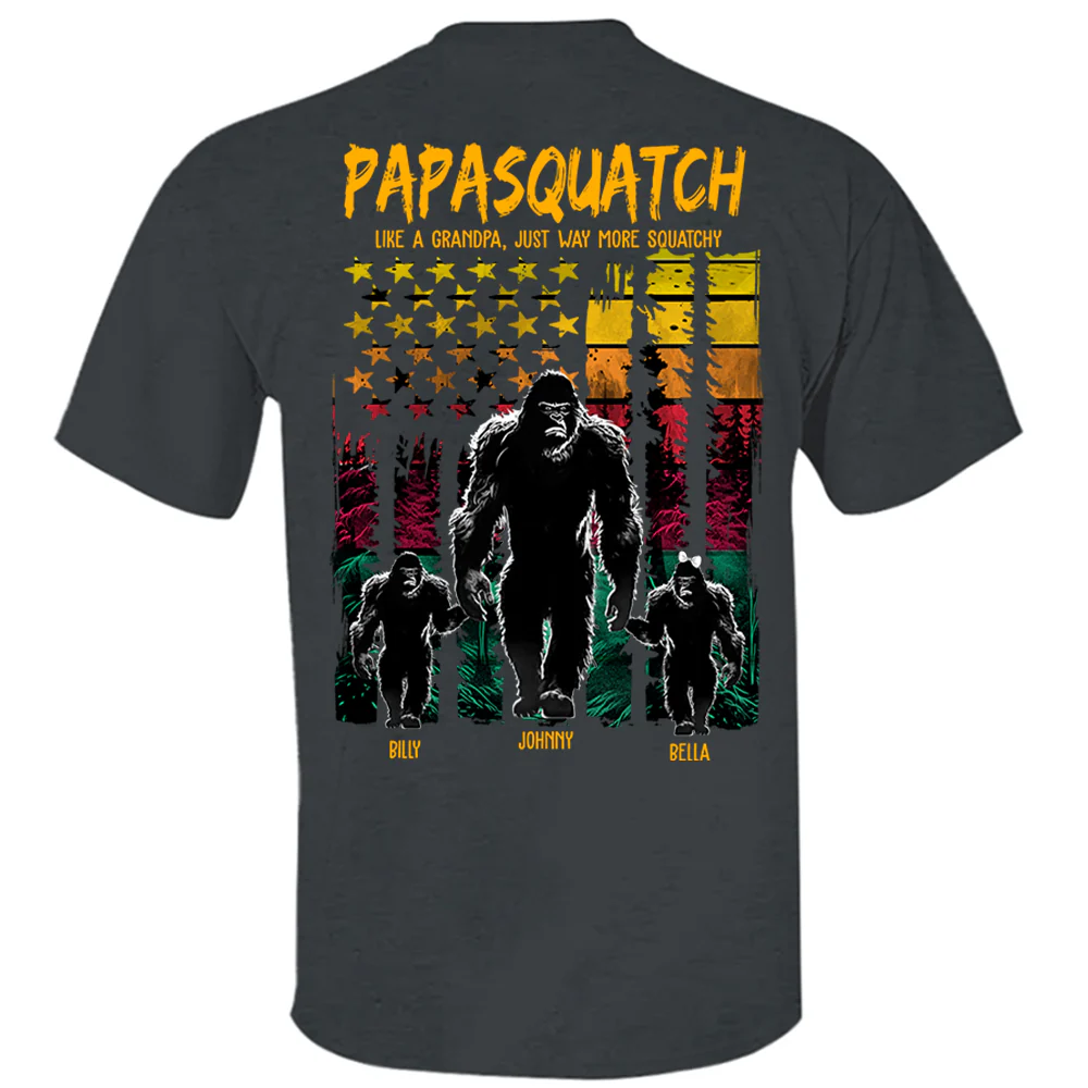 Papasquatch Like A Grandpa Just Way More Squatchy - Personalized Bigfoot Shirt Gift For Dad & Grandpa Vr2 - necksoother