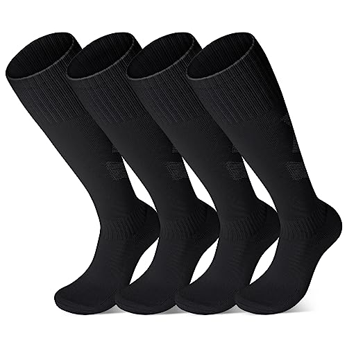 FPAKDH 2 Pairs Kids Soccer Socks for 7-13 Years Old Breathable Sports Training Socks for Girls Boys Football Socks Black - necksoother