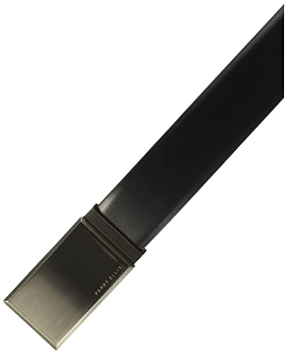 Perry Ellis Men's Portfolio Patterned Plaque 100% Leather Reversible Belt (Sizes 30-44 Inches) - necksoother
