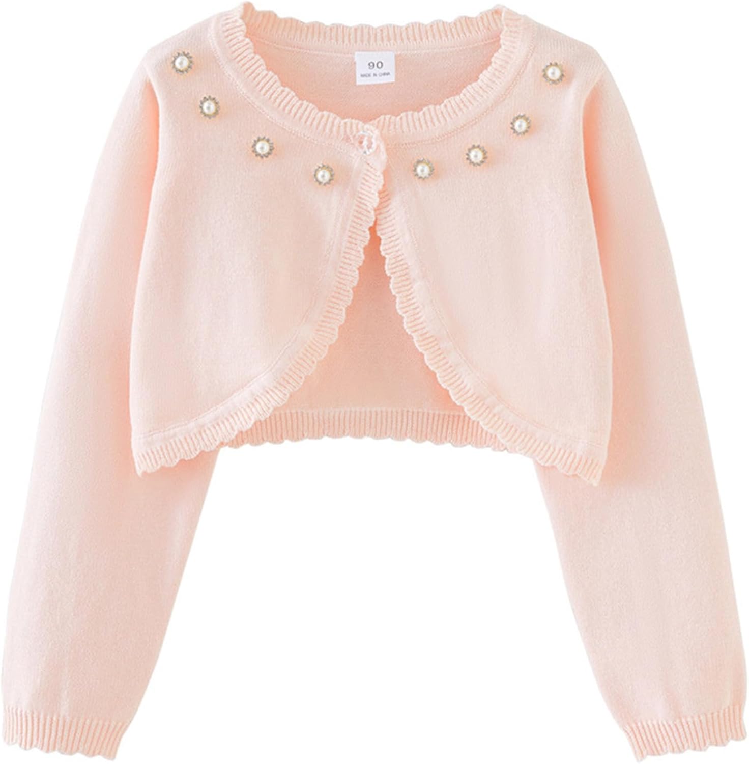 iiniim Baby Kids Flower Girl Long Sleeve Bolero Shrug Open Front Cropped Knitted Cardigan Sweater - necksoother