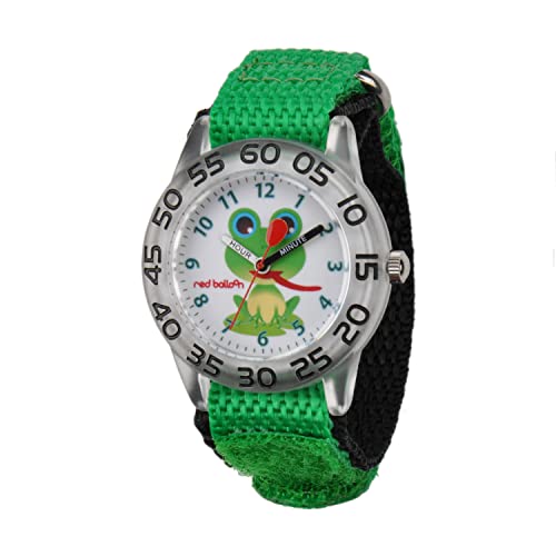 Red Balloon Kids' Plastic Time Teacher Analog Quartz Nylon Strap Watch - necksoother