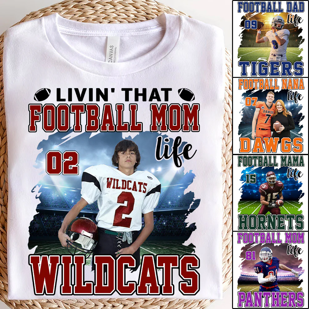 Livin' That Football Mom Life Personalized Football Game Days Shirt Custom Your Photo - necksoother