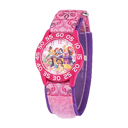 Disney Princess Kids' Plastic Time Teacher Analog Quartz Nylon Strap Watch - necksoother