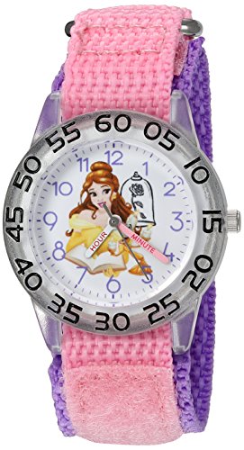 Disney Girl's 'Belle' Quartz Plastic and Nylon Watch. Color:Pink (Model: W002926) - necksoother