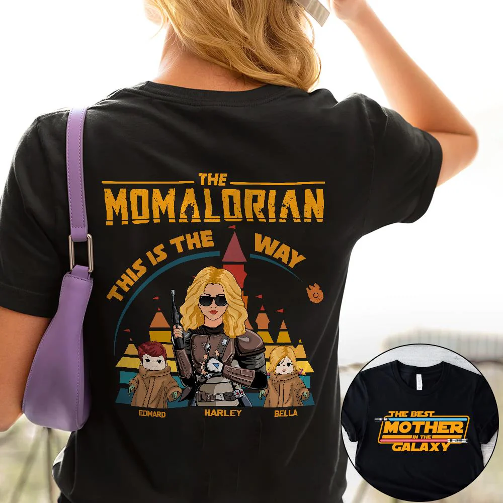 The Momalorian This Is The Way - Personalized Back Print Shirt For Mom - Mother's Day Gift For Her - necksoother
