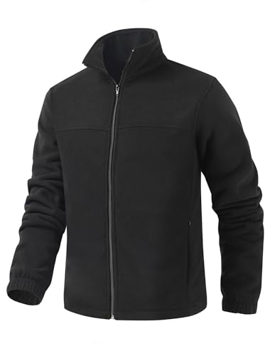 Men's Casual Outdoor Fleece Zip Jacket Long Sleeve Warm Winter Coat for Men with Zip Pocket - necksoother