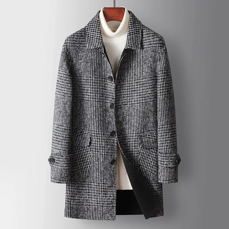 Nobleman's Woolen Plaid Coat - necksoother