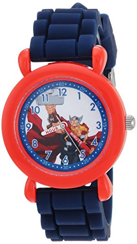 MARVEL Captain America Kids' WMA000237 Avenger Analog Display Analog Quartz Blue Watch - necksoother
