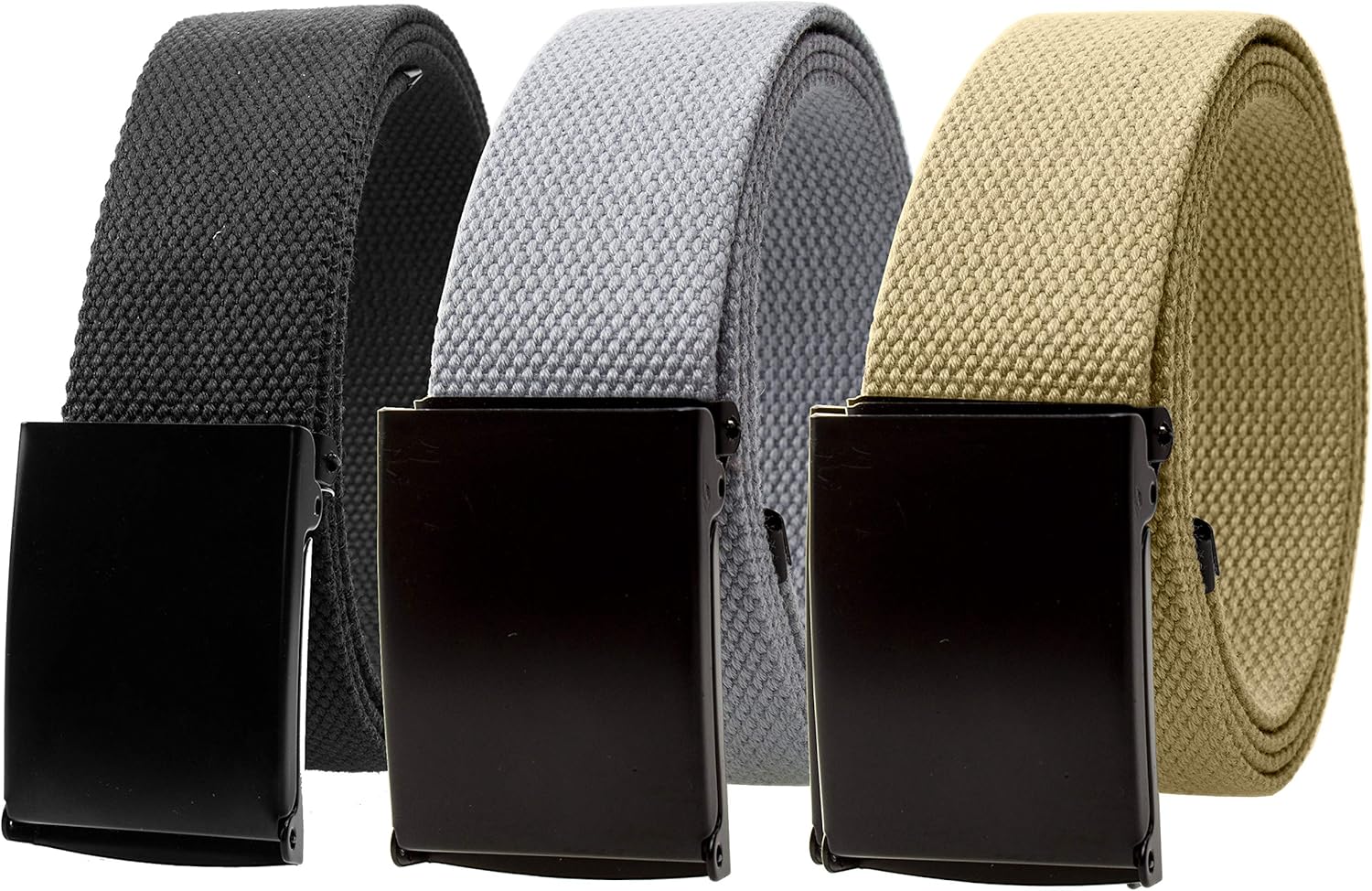 Gelante Fully Adjustable Canvas Web Belt with Black Flip Top Buckle 50'' Long - necksoother