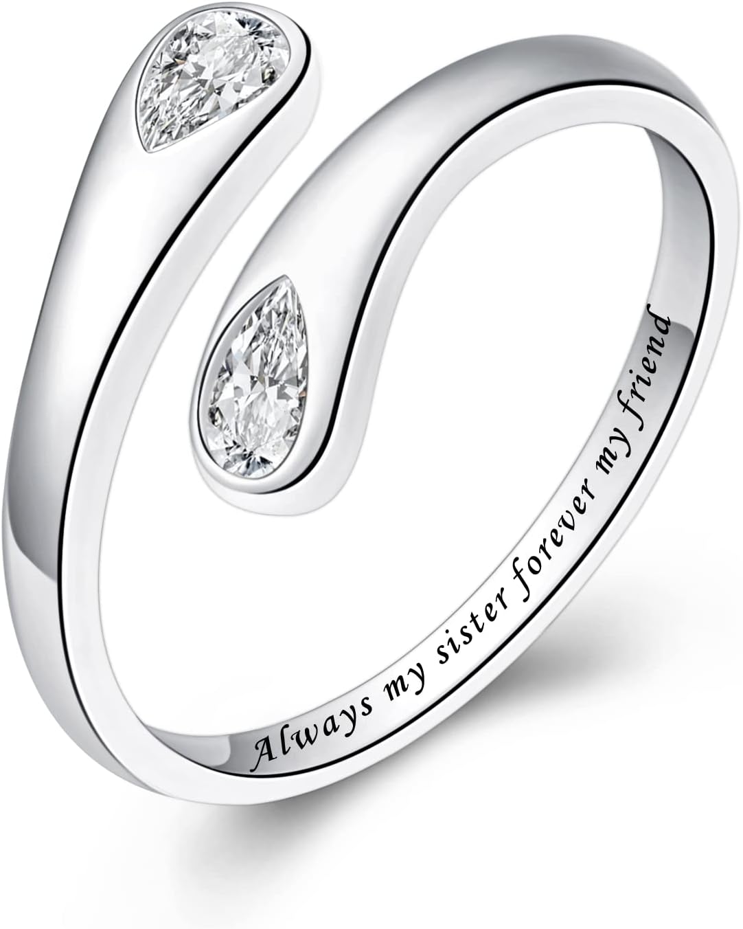 Fookduoduo 925 Sterling Silver Ring Inspirational Jewelry adjustable Wrap Open Rings for Women - necksoother